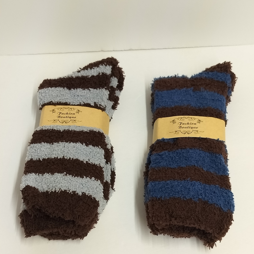Men's Striped Socks - Brown and Gray